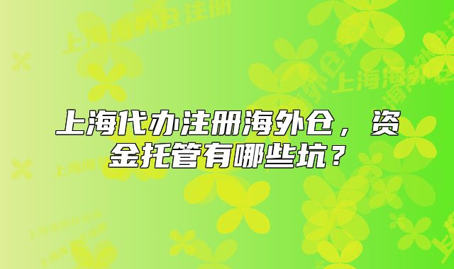 上海代办注册海外仓,资金托管有哪些坑?
