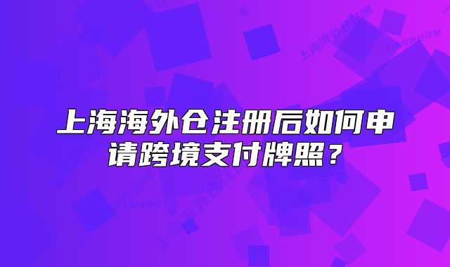 上海海外仓注册后如何申请跨境支付牌照？