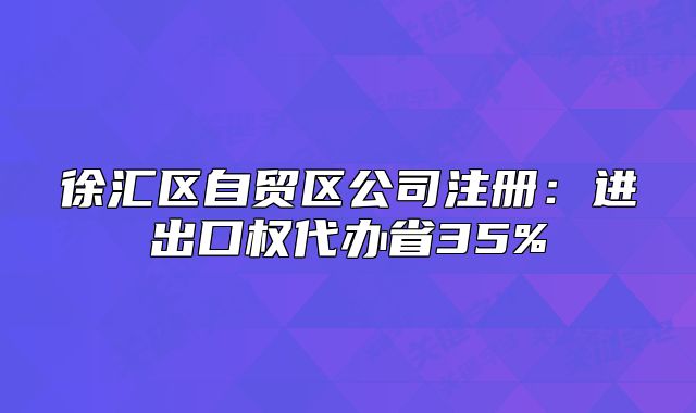 徐汇区自贸区公司注册：进出口权代办省35%