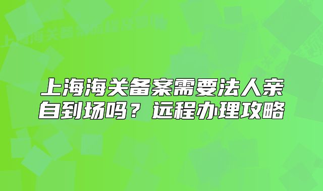上海海关备案需要法人亲自到场吗?远程办理攻略