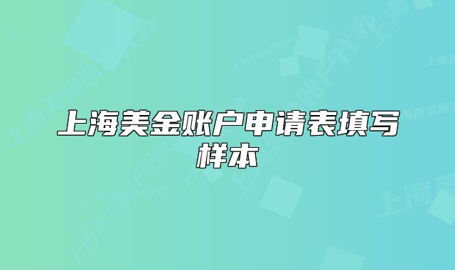 上海美金账户申请表填写样本