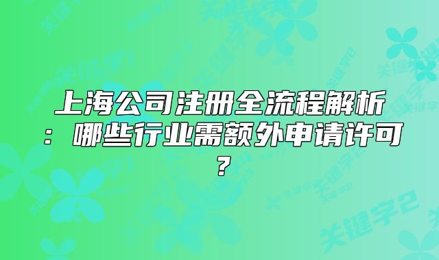 上海公司注册全流程解析:哪些行业需额外申请许可?