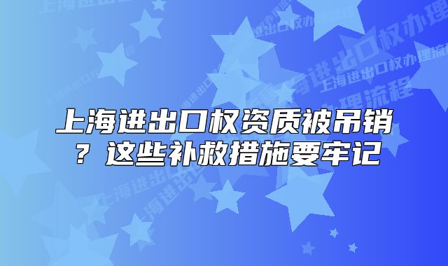 上海进出口权资质被吊销?这些补救措施要牢记
