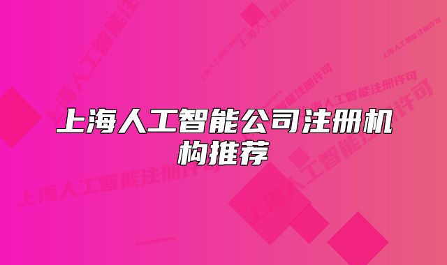 上海人工智能公司注册机构推荐