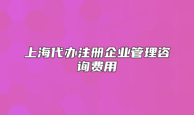 上海代办注册企业管理咨询费用