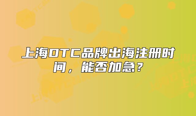 上海DTC品牌出海注册时间,能否加急?