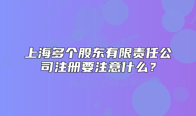上海多个股东有限责任公司注册要注意什么？