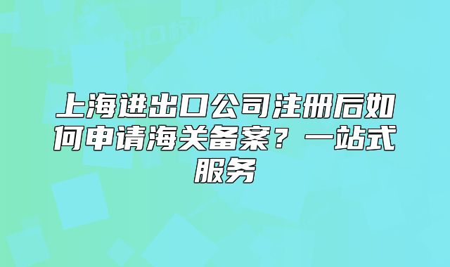 上海进出口公司注册后如何申请海关备案？一站式服务