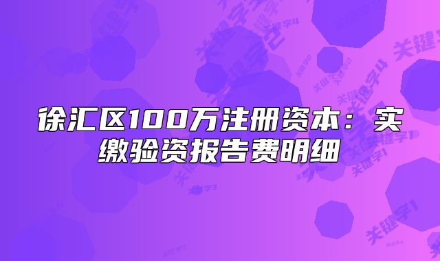 徐汇区100万注册资本：实缴验资报告费明细
