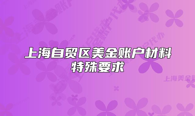 上海自贸区美金账户材料特殊要求