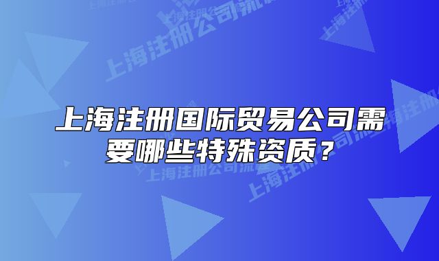 上海注册国际贸易公司需要哪些特殊资质？