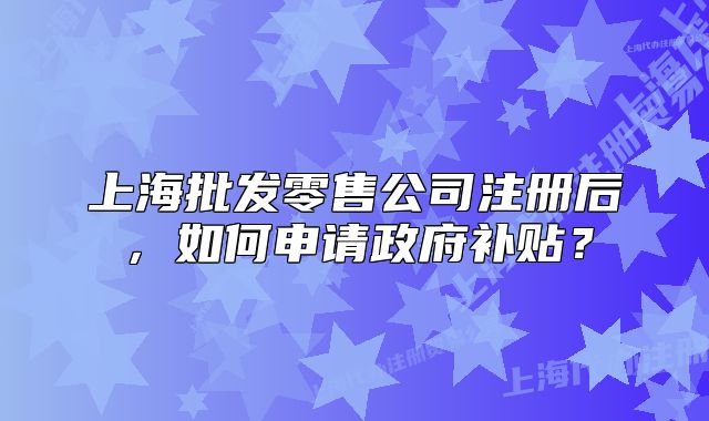 上海批发零售公司注册后,如何申请政府补贴?