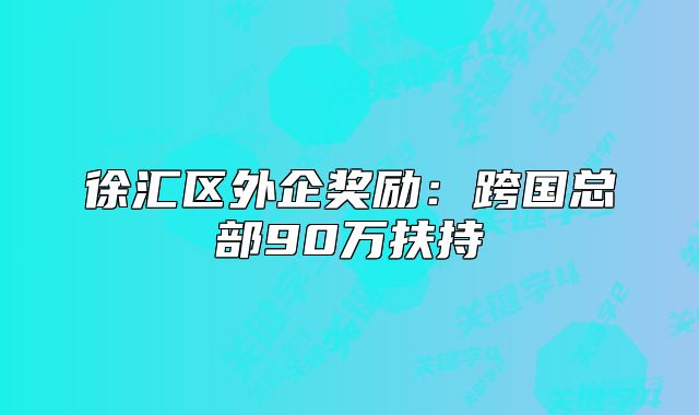 徐汇区外企奖励:跨国总部90万扶持