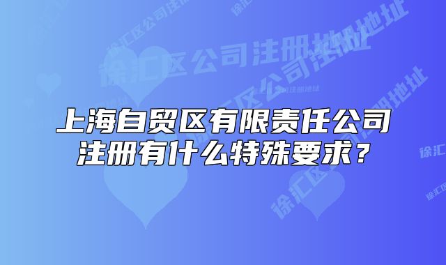 上海自贸区有限责任公司注册有什么特殊要求?