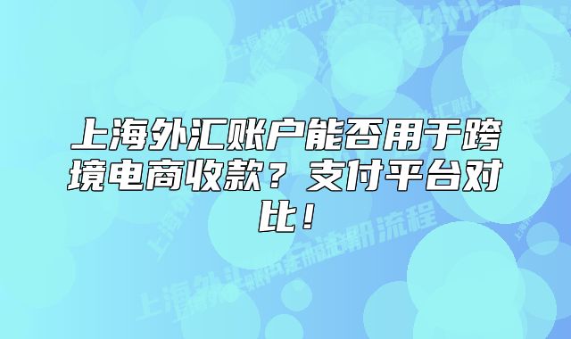 上海外汇账户能否用于跨境电商收款?支付平台对比!