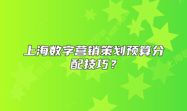 上海数字营销策划预算分配技巧？