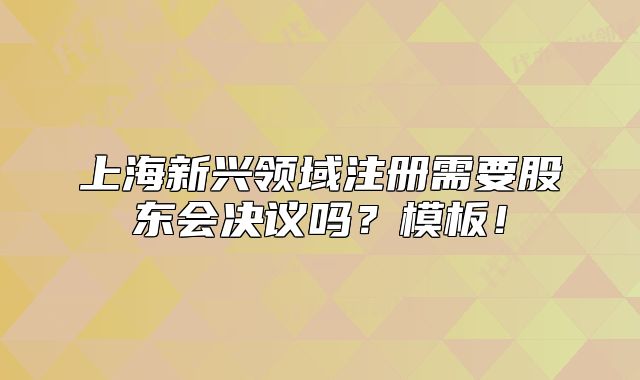 上海新兴领域注册需要股东会决议吗？模板！