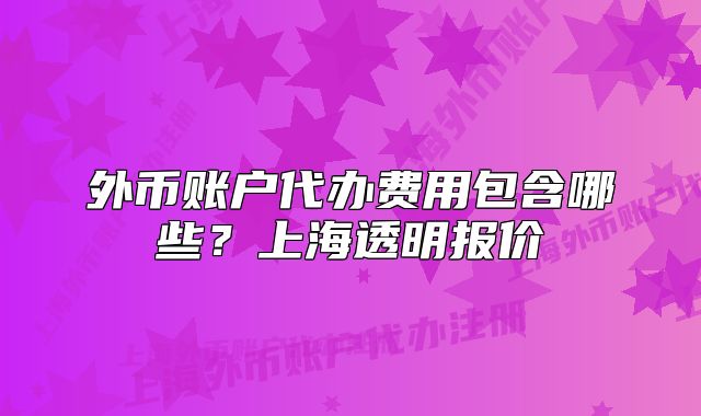 外币账户代办费用包含哪些?上海透明报价