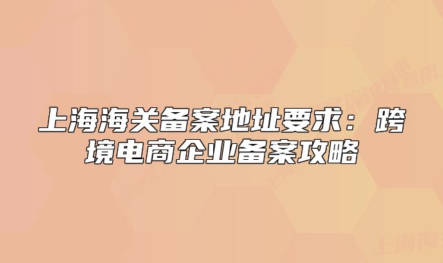 上海海关备案地址要求:跨境电商企业备案攻略