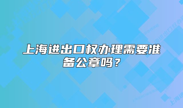上海进出口权办理需要准备公章吗？