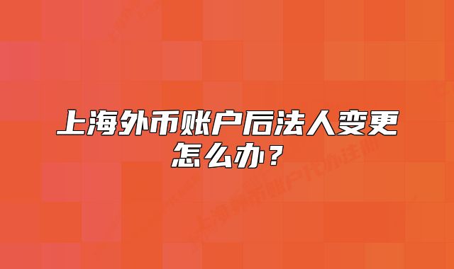 上海外币账户后法人变更怎么办？