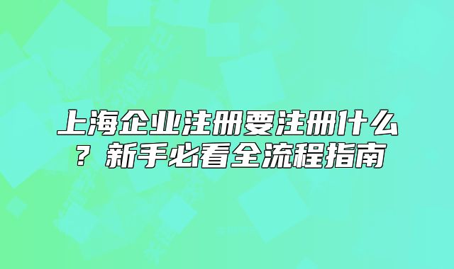 上海企业注册要注册什么?新手必看全流程指南