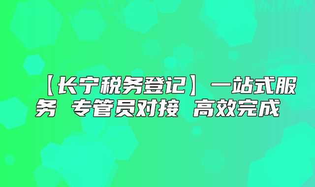 【长宁税务登记】一站式服务 专管员对接 高效完成