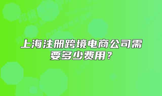 上海注册跨境电商公司需要多少费用?