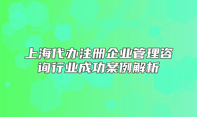 上海代办注册企业管理咨询行业成功案例解析