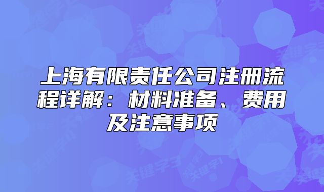 上海有限责任公司注册流程详解:材料准备、费用及注意事项