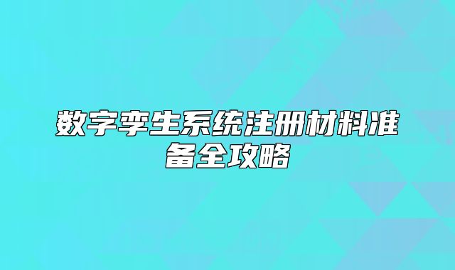 数字孪生系统注册材料准备全攻略