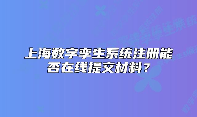 上海数字孪生系统注册能否在线提交材料?