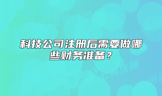 科技公司注册后需要做哪些财务准备?