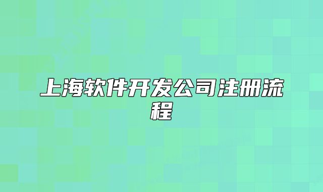 上海软件开发公司注册流程