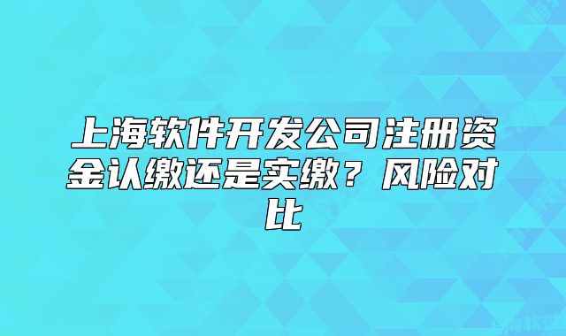上海软件开发公司注册资金认缴还是实缴?风险对比