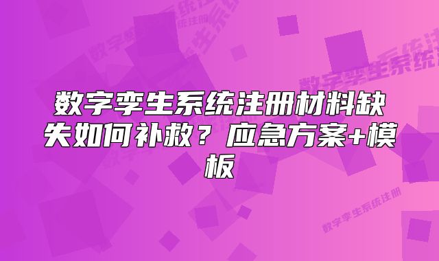 数字孪生系统注册材料缺失如何补救？应急方案+模板