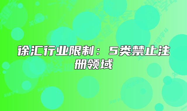 徐汇行业限制:5类禁止注册领域
