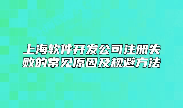 上海软件开发公司注册失败的常见原因及规避方法
