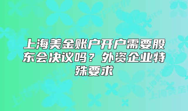 上海美金账户开户需要股东会决议吗?外资企业特殊要求