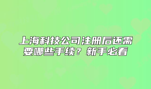 上海科技公司注册后还需要哪些手续?新手必看