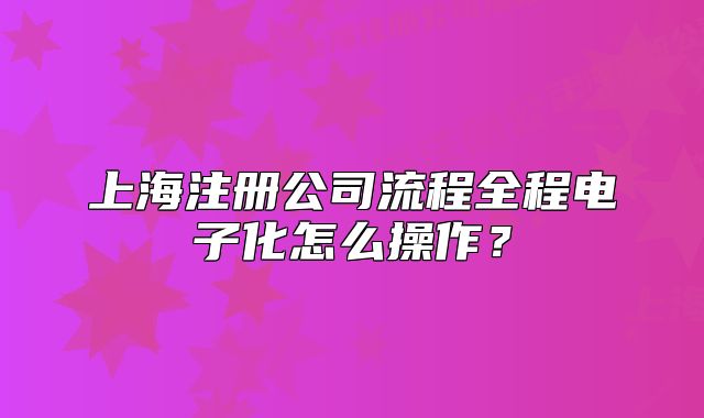 上海注册公司流程全程电子化怎么操作?