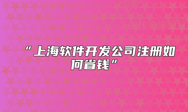 “上海软件开发公司注册如何省钱”