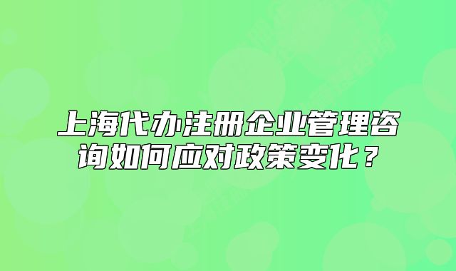 上海代办注册企业管理咨询如何应对政策变化?