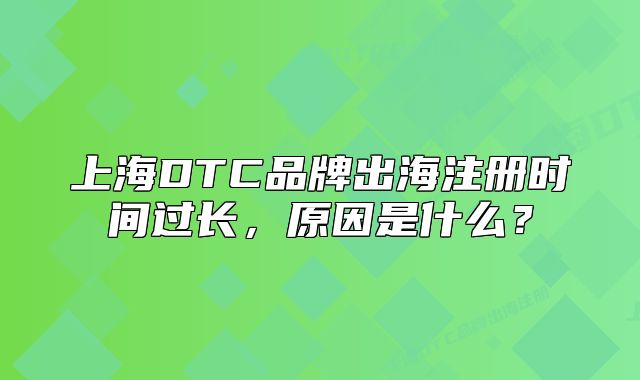 上海DTC品牌出海注册时间过长,原因是什么?