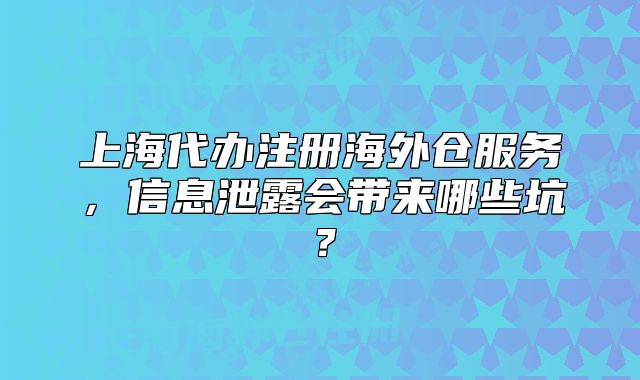 上海代办注册海外仓服务,信息泄露会带来哪些坑?