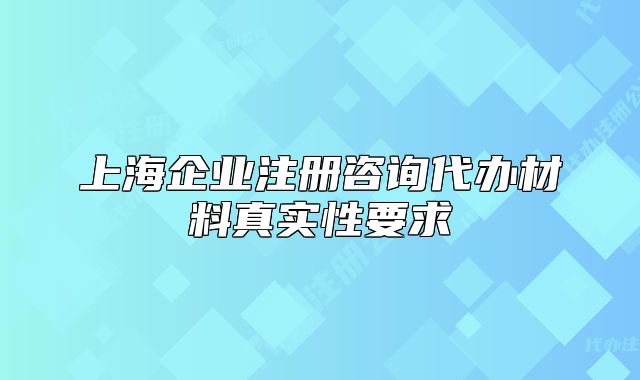 上海企业注册咨询代办材料真实性要求