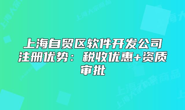 上海自贸区软件开发公司注册优势:税收优惠+资质审批