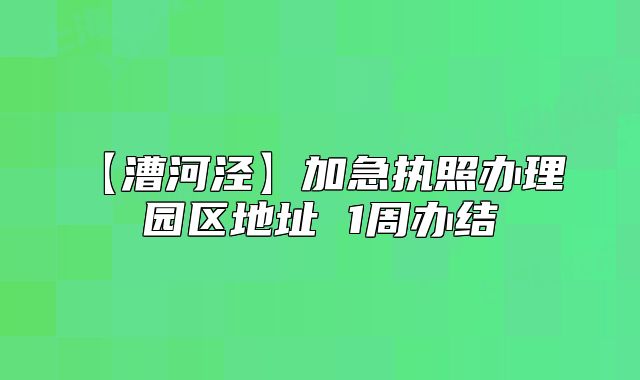 【漕河泾】加急执照办理 园区地址 1周办结