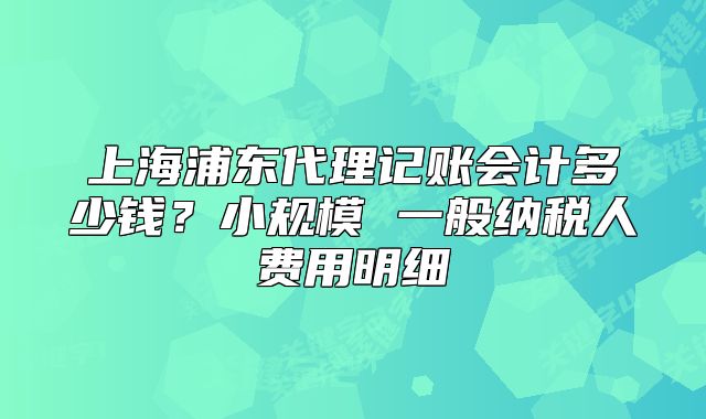 上海浦东代理记账会计多少钱?小规模 一般纳税人费用明细