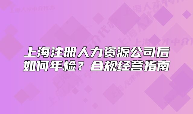 上海注册人力资源公司后如何年检?合规经营指南